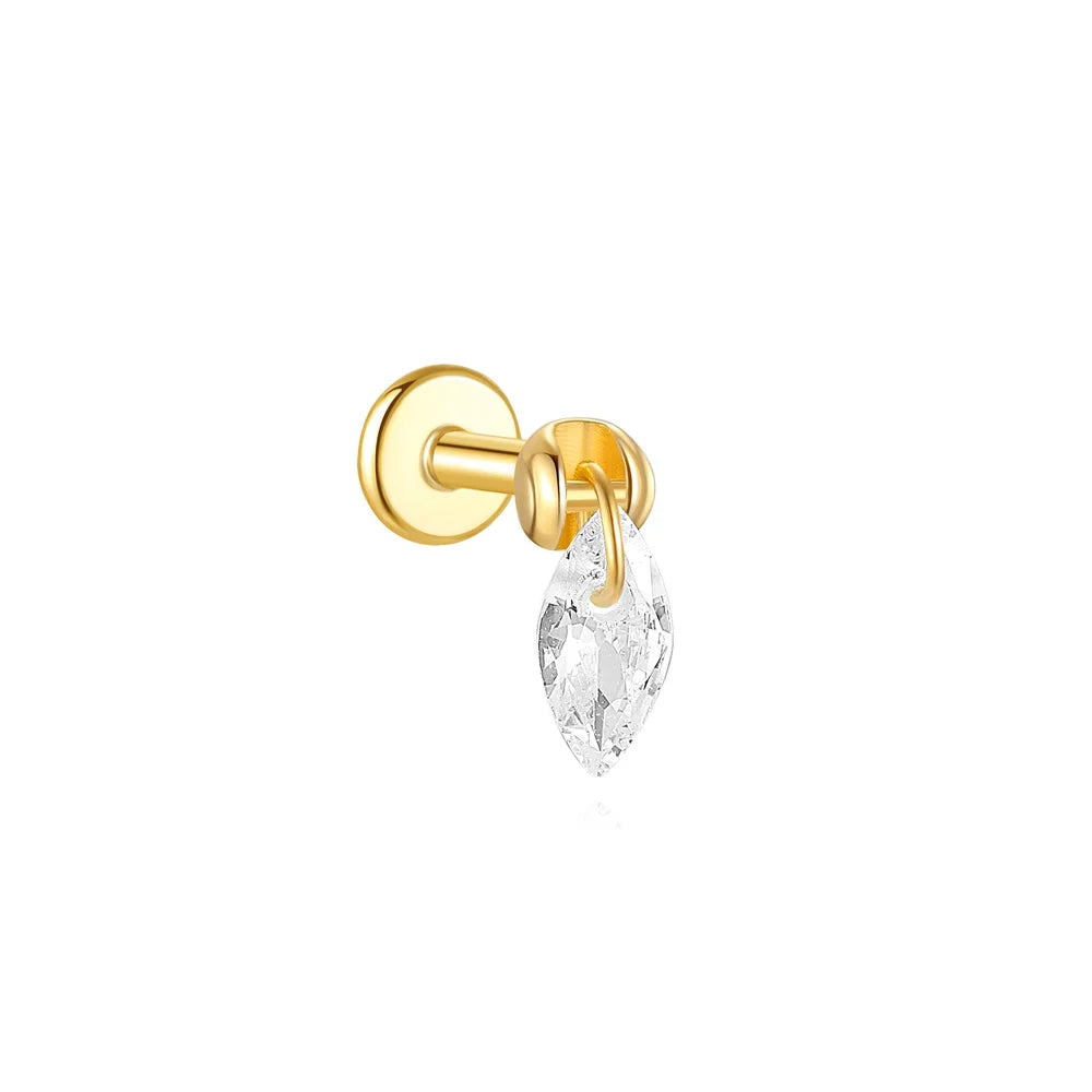AIDE Heart Round Ball Flat Helix Piercing Earring 925 Sterling Silver Ear Studs Geometric Zircon Exquisite Trinket Studs Aretes