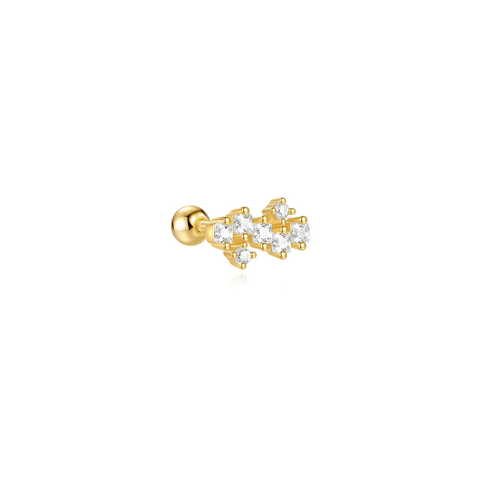 AIDE Heart Round Ball Flat Helix Piercing Earring 925 Sterling Silver Ear Studs Geometric Zircon Exquisite Trinket Studs Aretes