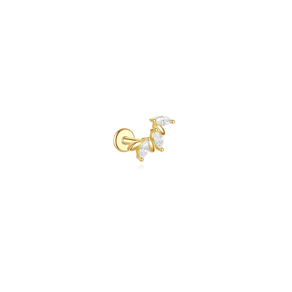 AIDE Heart Round Ball Flat Helix Piercing Earring 925 Sterling Silver Ear Studs Geometric Zircon Exquisite Trinket Studs Aretes