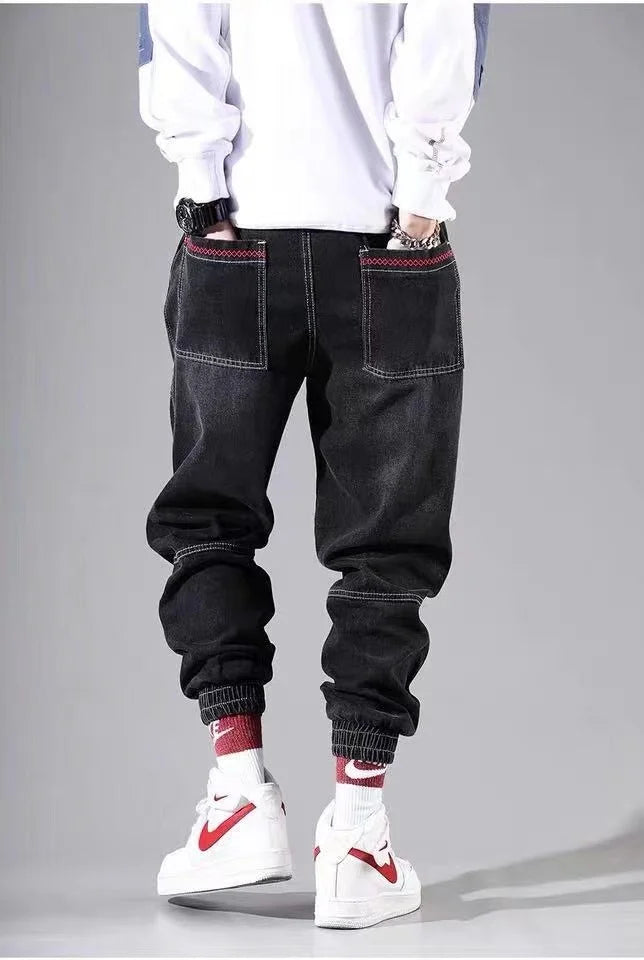 2025 New Streetwear Hip Hop Cargo Pants Men's jeans Cargo Pants Elastic Harun pants Joggers Pants In Autumn and Spring Men Cloth - Premium Kiosk