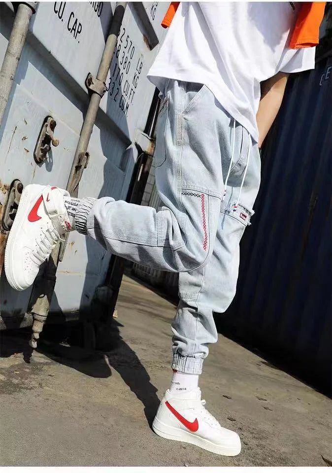 2025 New Streetwear Hip Hop Cargo Pants Men's jeans Cargo Pants Elastic Harun pants Joggers Pants In Autumn and Spring Men Cloth - Premium Kiosk