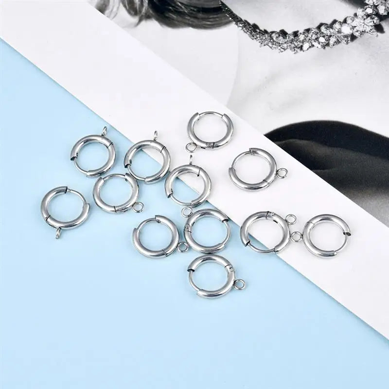 10pcs/lot Stainless Steel DIY Earrings Round Hoop Earring Clasps Fittings Base DIY Jewelry Earrings Making Supplies Finding