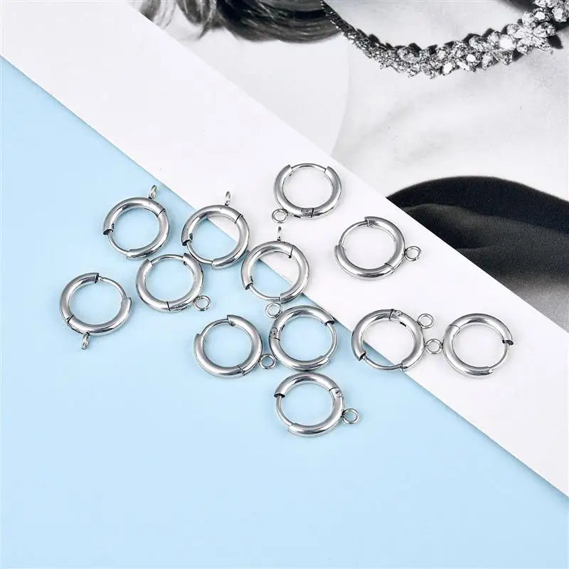 10pcs/lot Stainless Steel DIY Earrings Round Hoop Earring Clasps Fittings Base DIY Jewelry Earrings Making Supplies Finding
