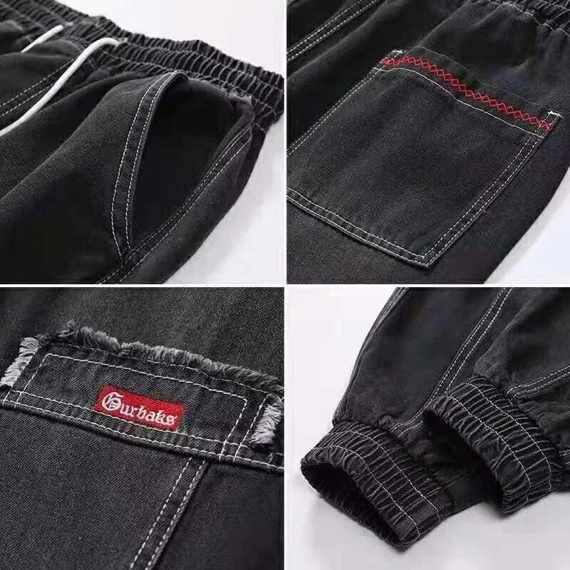 2025 New Streetwear Hip Hop Cargo Pants Men's jeans Cargo Pants Elastic Harun pants Joggers Pants In Autumn and Spring Men Cloth - Premium Kiosk