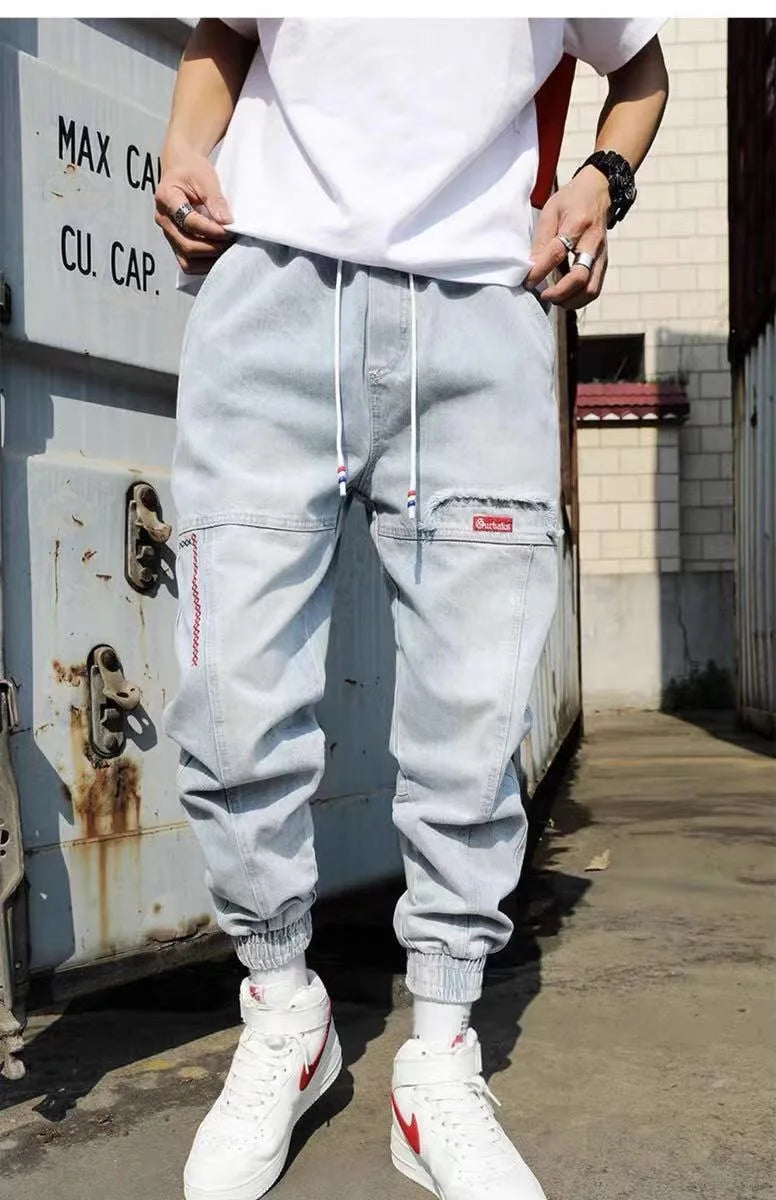 2025 New Streetwear Hip Hop Cargo Pants Men's jeans Cargo Pants Elastic Harun pants Joggers Pants In Autumn and Spring Men Cloth - Premium Kiosk