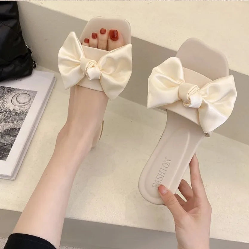 Women's Slippers Platform Shoes Sandals Female 2021 Sexy Bow Flat Slippers for Ladies Beach Vacation Women Summer Flip-flops