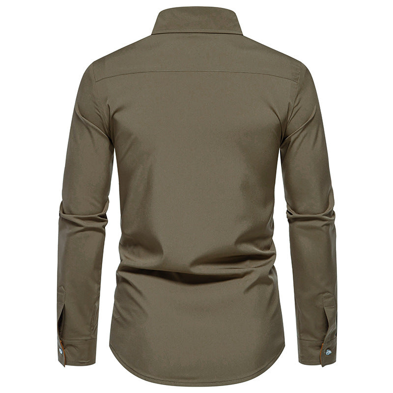 Man Shirts Men Long Sleeve Henry Collar Mens Dress Shirts Casual Male Clothes Chemise Hemd Homme Shirt B51