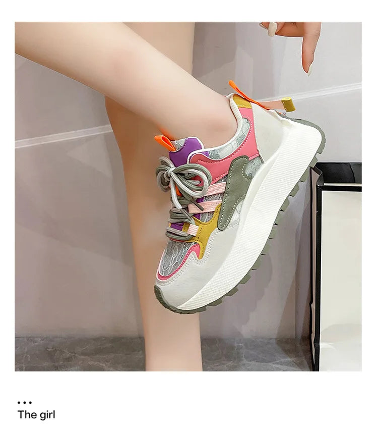 2024 New Colorblock Fashion Dad Shoes for Women Comfortable Sports Casual Shoes