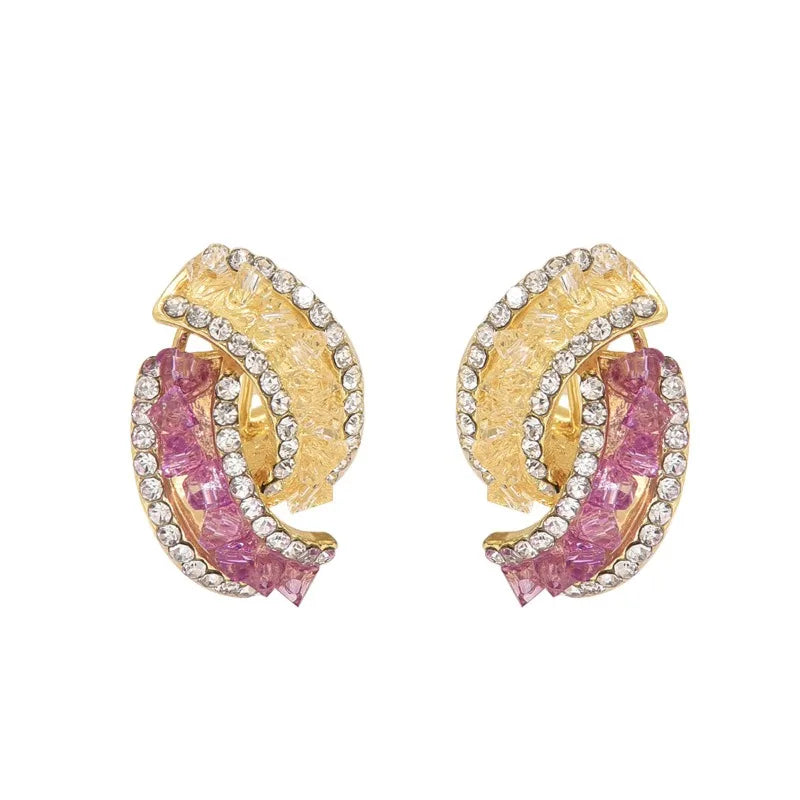 2025 new European and American style women's earrings with personalized inlaid crystal diamondshigh-end designversatile earrings