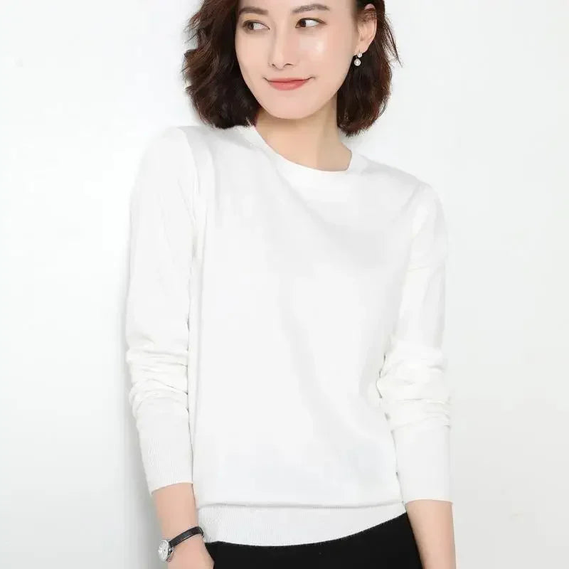 Women Sweaters 2024 O-neck Long Sleeve Autumn Winter Pullovers Fashion Korean Sweaters Bottoming Shirts Slim Knitwear Jumpers