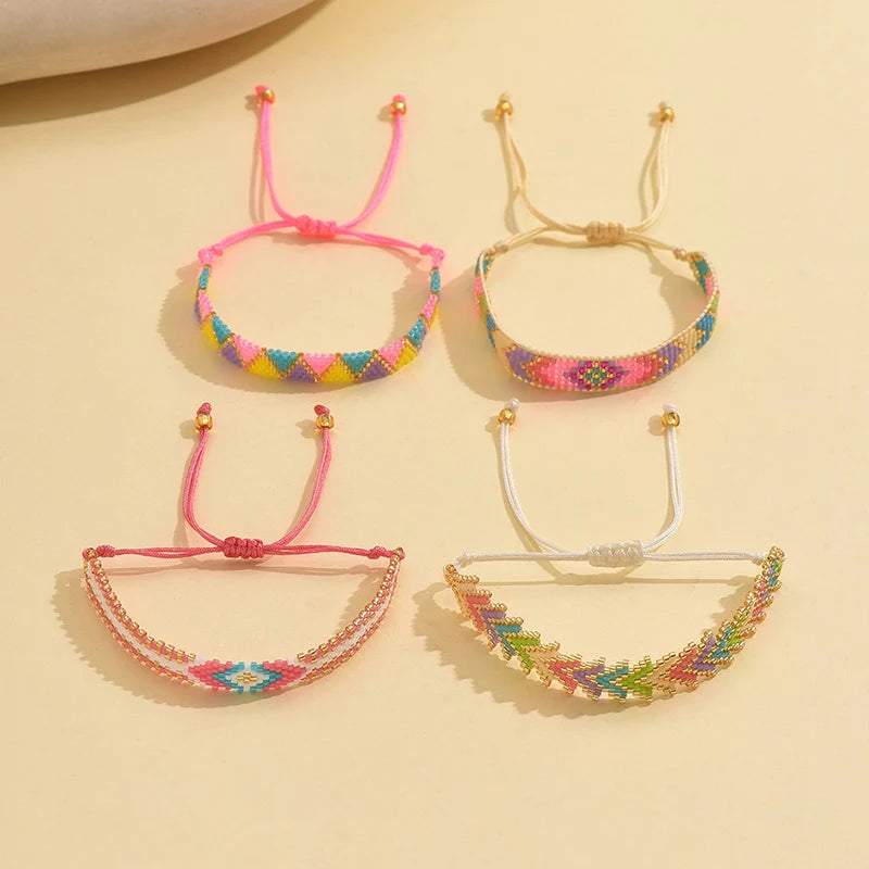 4Pcs/Set Miyuki Beads Bracelet Couple Bracelets Set Gift Lovers' Jewelry Handmade Loom Woven Jewellery Wide Pulseras