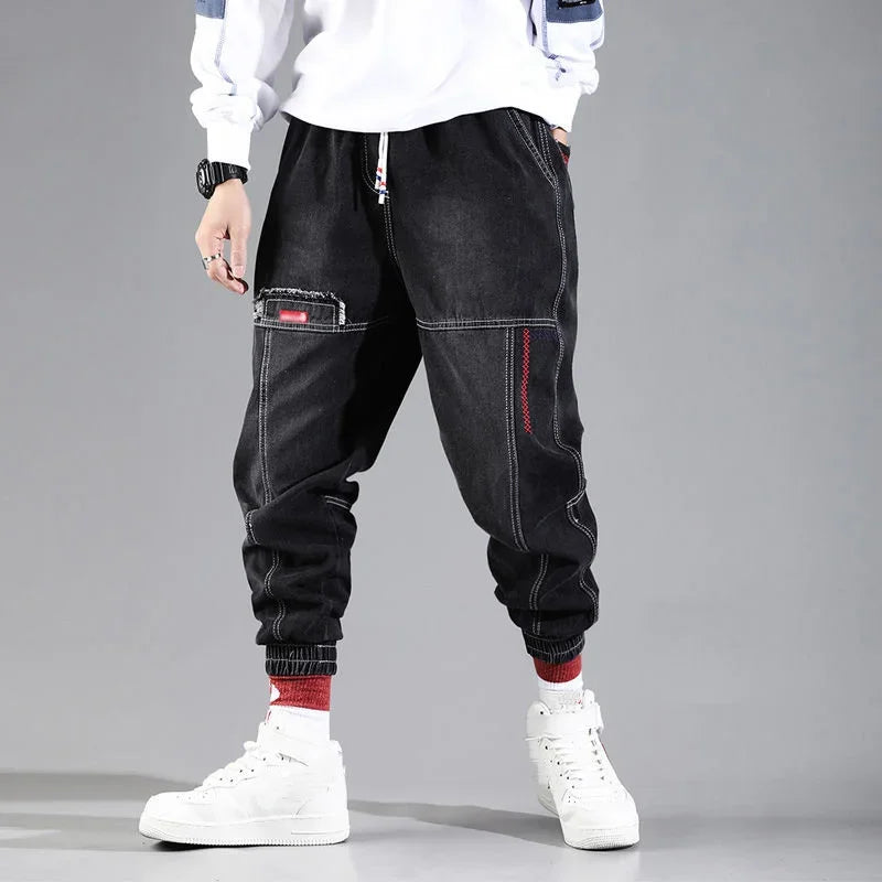2024 New Men Streetwear Hip Hop Cargo Pants Mens Jeans Elastic Harem Joggers Pants Autumn Spring Trousers Men Clothing S-4XL - Premium Kiosk