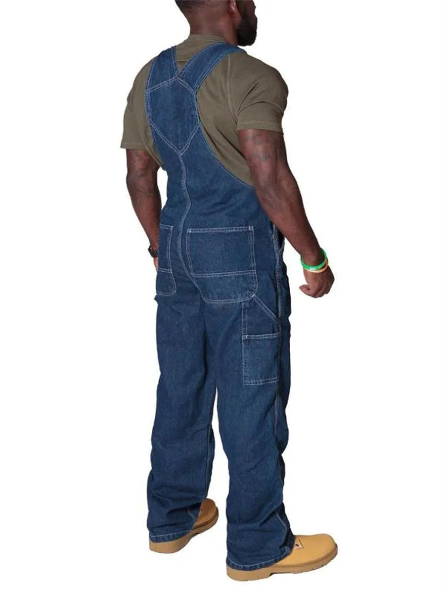 Mens Jeans Cargo Trousers Overalls for Men Fashion Denim Jumpsuit Oversized Bib Pants Men's Clothing Straight Streetwear - Premium Kiosk