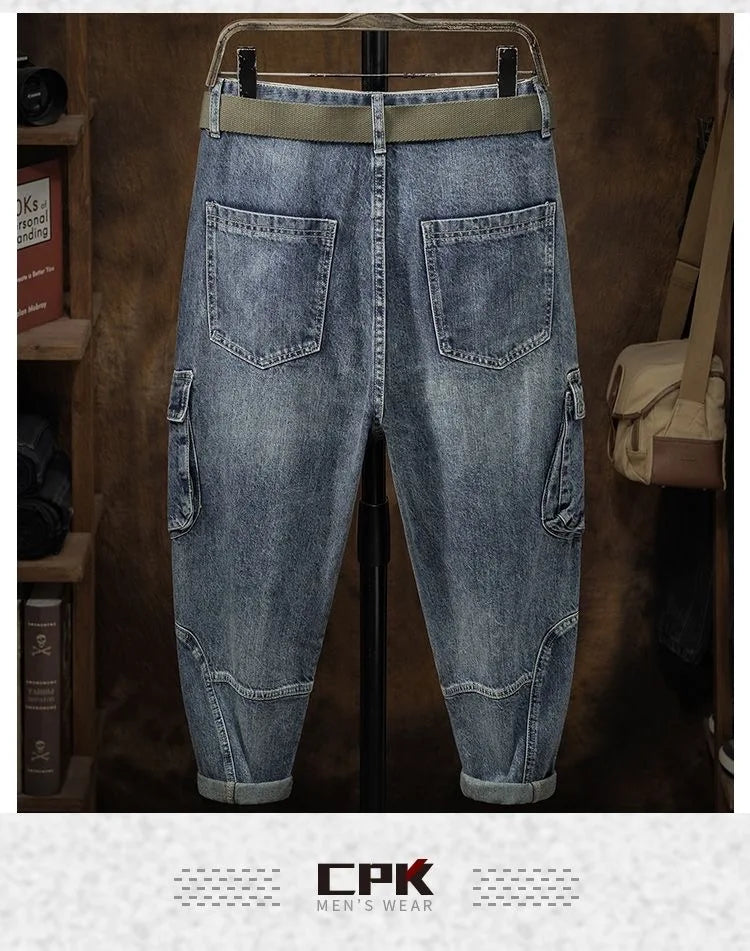 2023 Spring and Autumn New Classic Fashion With Solid Color Cargo Jeans Men Casual Loose Comfortable High Quality Pants 28-36 - Premium Kiosk