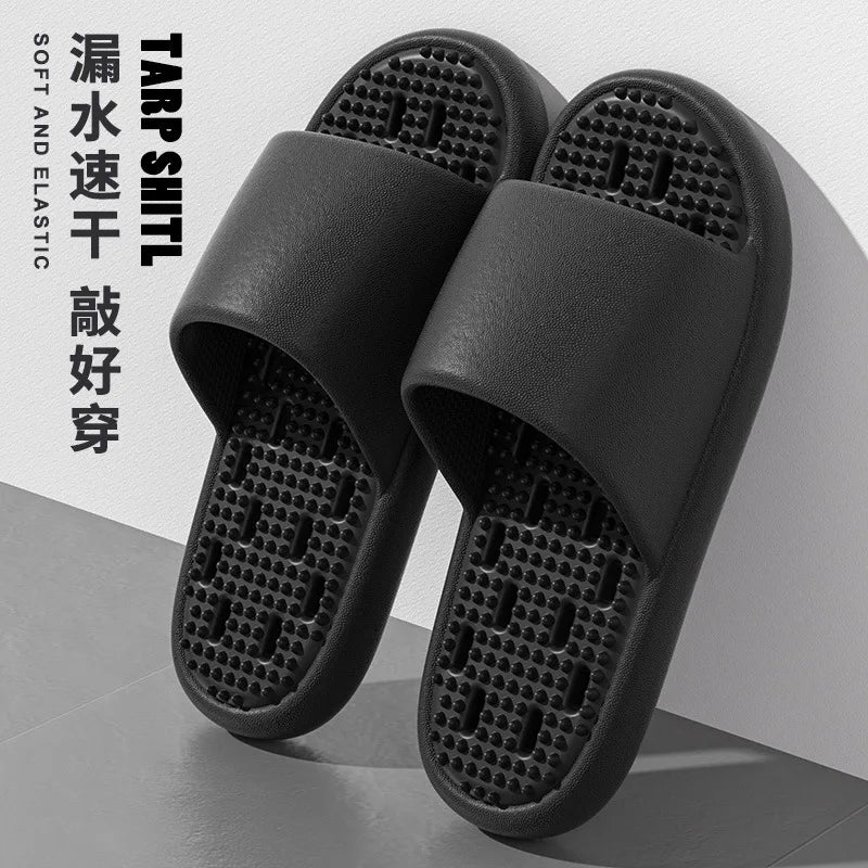 2025New Bathroom slippers for women: Quick-drying, anti-slip, hollowed-out, comfortable to step on, massage for couples, for men - Premium Kiosk