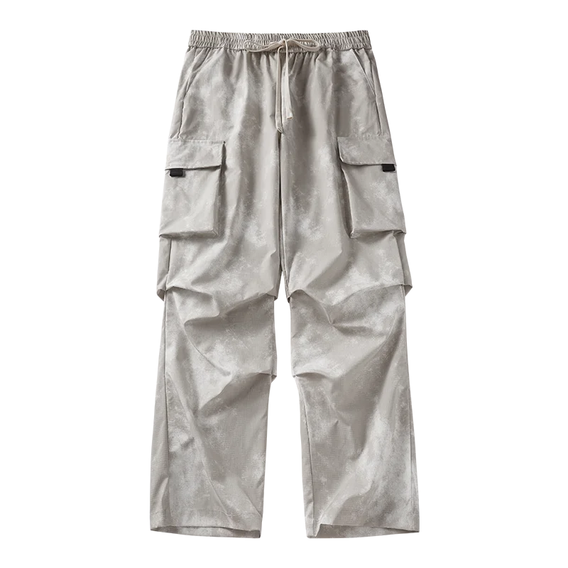 Casual Cargo Pants Man's High Waist Drawstring Baggy Pants Fashion High Street Straight Loose Workwear Trousers Trend Streetwear - Premium Kiosk