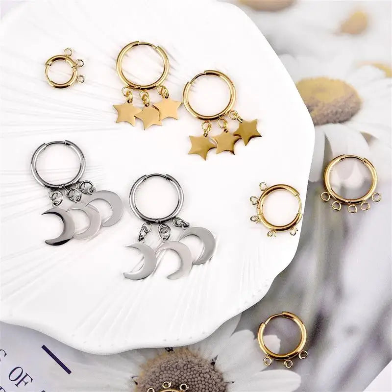 10pcs/lot Stainless Steel DIY Earrings Round Hoop Earring Clasps Fittings Base DIY Jewelry Earrings Making Supplies Finding
