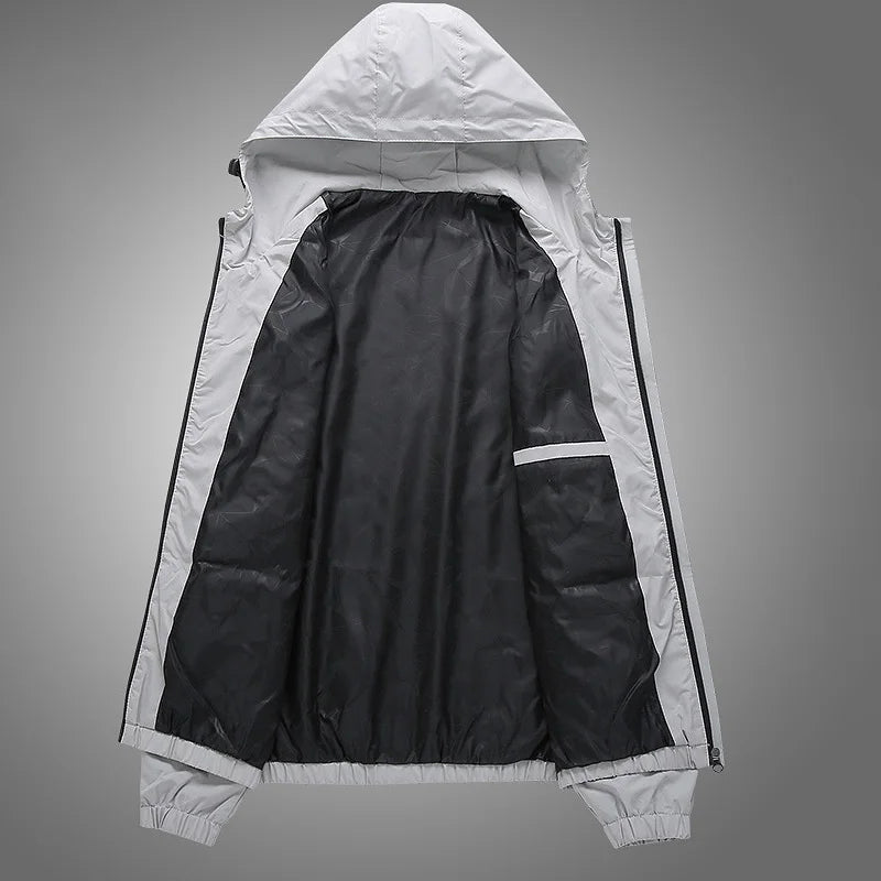 Hooded Jacket Men Autumn Thin Breathable Outdoor Sportwear Windbreaker Hiking Sport Outwear Windproof Hoodies Men's Clothing Top