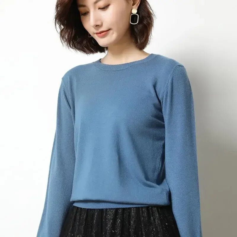 Women Sweaters 2024 O-neck Long Sleeve Autumn Winter Pullovers Fashion Korean Sweaters Bottoming Shirts Slim Knitwear Jumpers