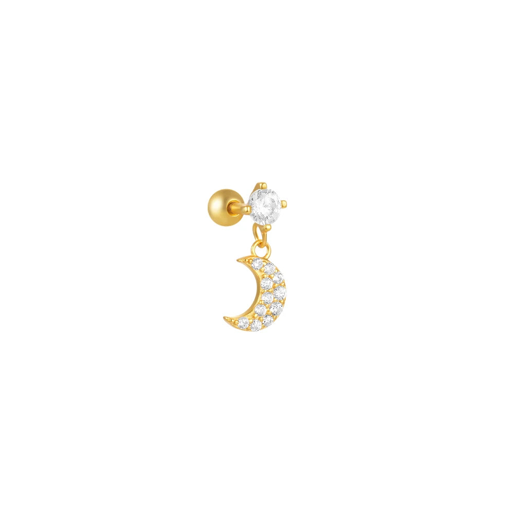 AIDE Heart Round Ball Flat Helix Piercing Earring 925 Sterling Silver Ear Studs Geometric Zircon Exquisite Trinket Studs Aretes
