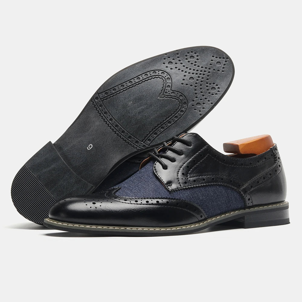 2025 New Brogue Dress Shoes Man Wedding Leather Social Shoe Male