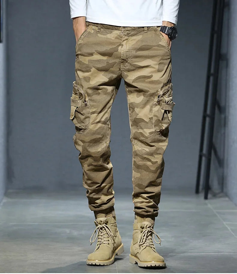 2025 Cargo Joggers Pants Men Casual Hiphop MultiPocket Male Trousers Sweatpants Streetwear Tactical Track KhakiCamouflage Pants - Premium Kiosk