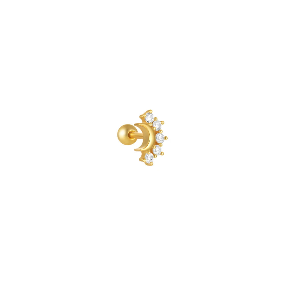 AIDE Heart Round Ball Flat Helix Piercing Earring 925 Sterling Silver Ear Studs Geometric Zircon Exquisite Trinket Studs Aretes