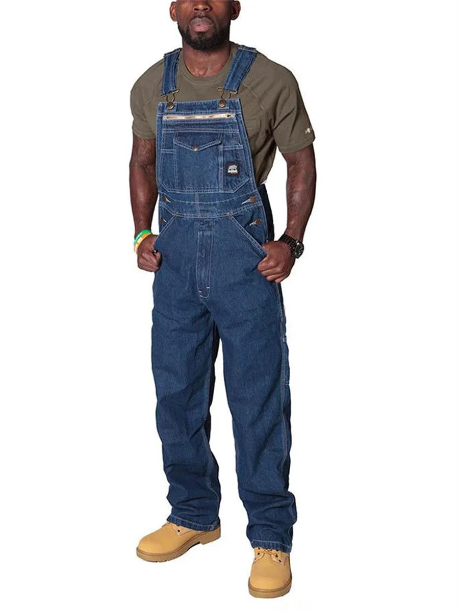 Mens Jeans Cargo Trousers Overalls for Men Fashion Denim Jumpsuit Oversized Bib Pants Men's Clothing Straight Streetwear - Premium Kiosk