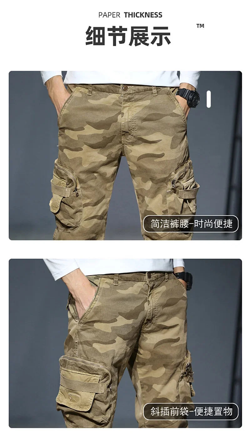 2025 Cargo Joggers Pants Men Casual Hiphop MultiPocket Male Trousers Sweatpants Streetwear Tactical Track KhakiCamouflage Pants - Premium Kiosk