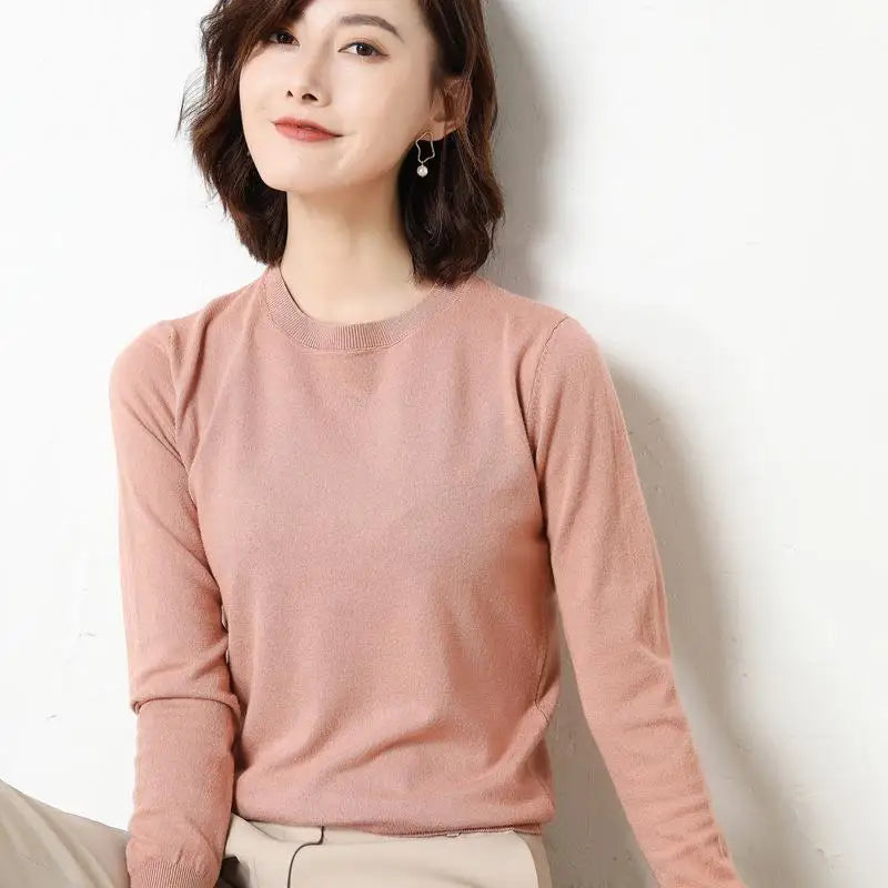 Women Sweaters 2024 O-neck Long Sleeve Autumn Winter Pullovers Fashion Korean Sweaters Bottoming Shirts Slim Knitwear Jumpers