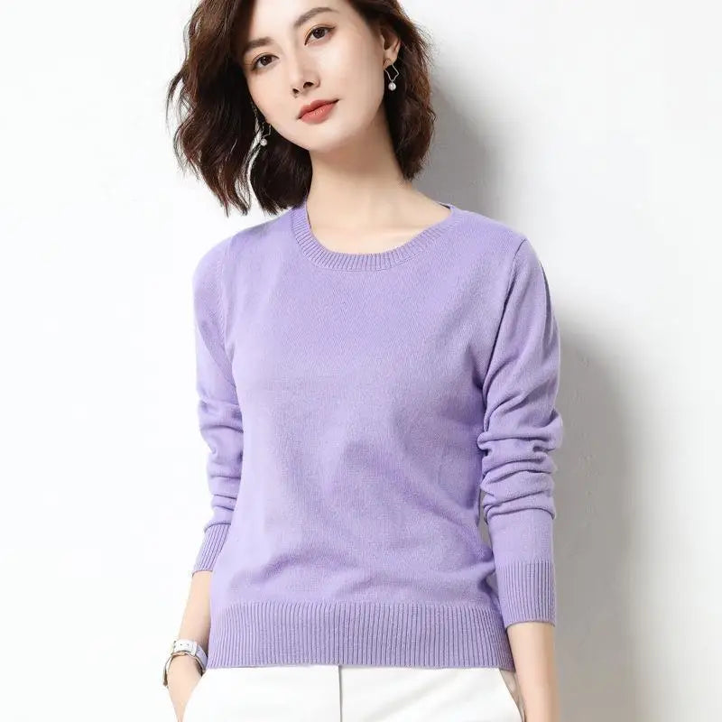 Women Sweaters 2024 O-neck Long Sleeve Autumn Winter Pullovers Fashion Korean Sweaters Bottoming Shirts Slim Knitwear Jumpers