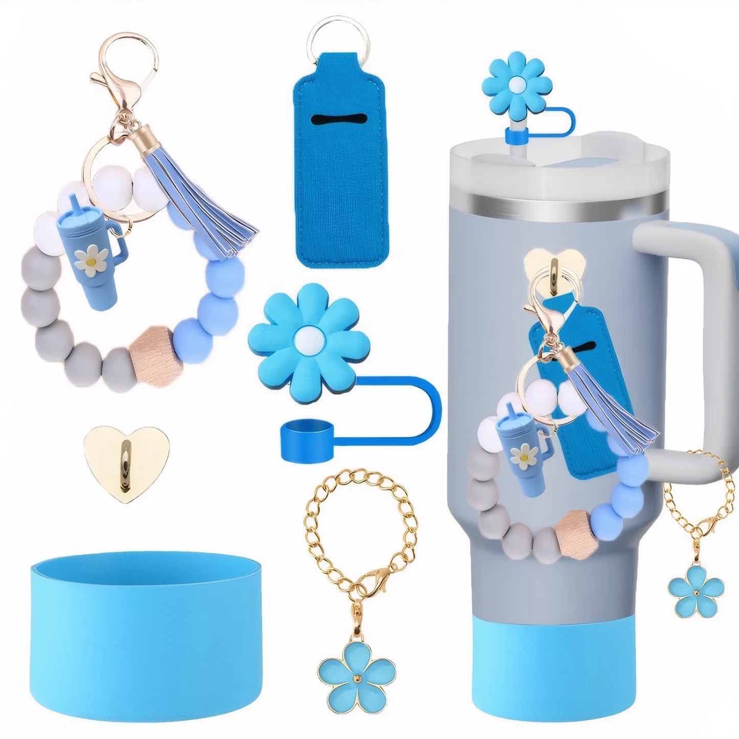 6PCS Cup Accessories Set for Stanley Cup tumbler with handle Including Silicone Straw Topper and Boot, Spill Proof Stopper 