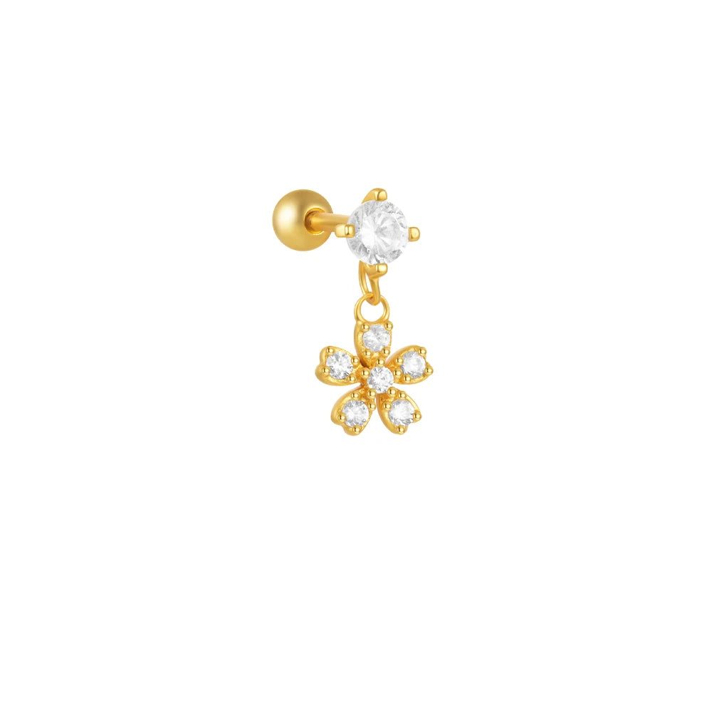 AIDE Heart Round Ball Flat Helix Piercing Earring 925 Sterling Silver Ear Studs Geometric Zircon Exquisite Trinket Studs Aretes