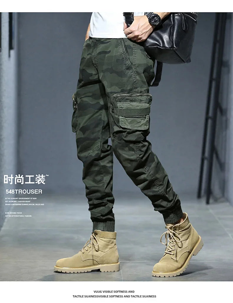 2025 Cargo Joggers Pants Men Casual Hiphop MultiPocket Male Trousers Sweatpants Streetwear Tactical Track KhakiCamouflage Pants - Premium Kiosk