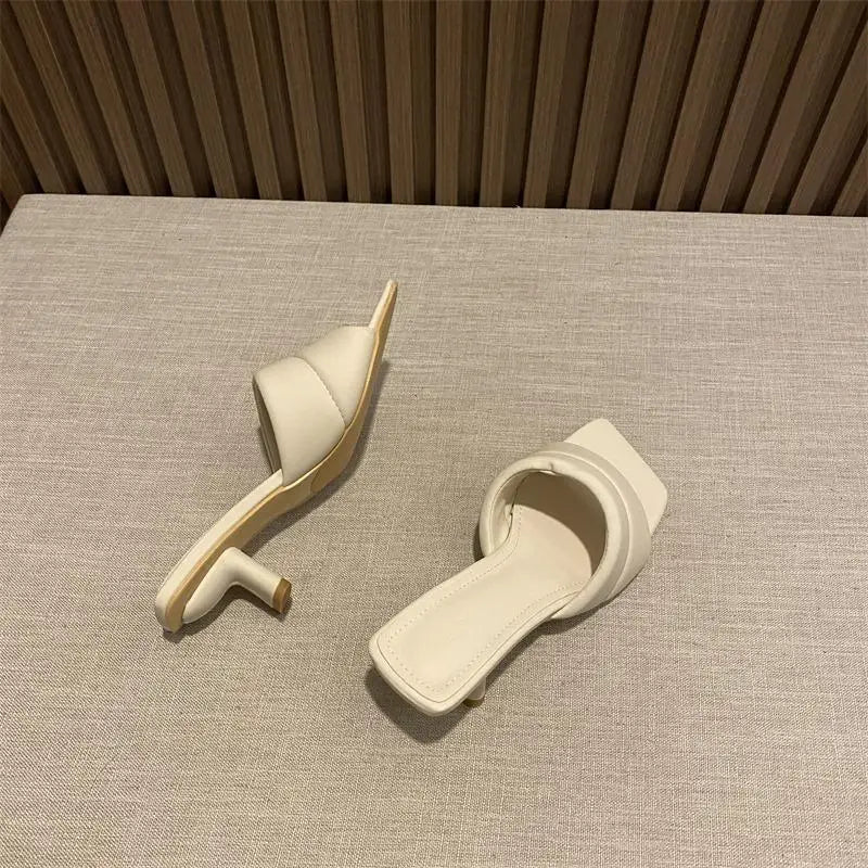 Women's Slippers 2025 New Women's Summer Fashion Open Toe Square Flip-Flops Women's High Heel Sandals for Women - Premium Kiosk