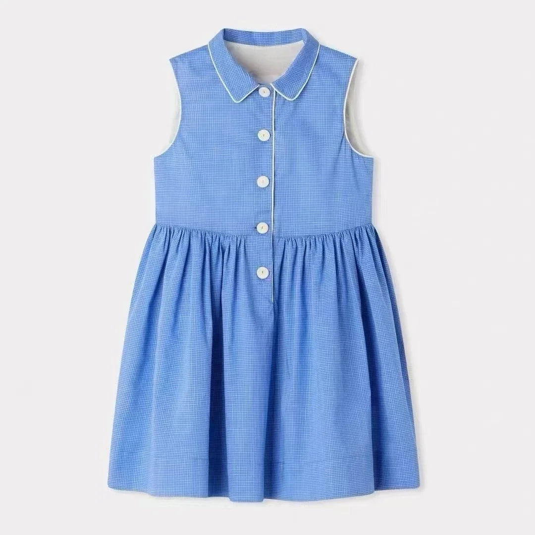 2025 New Kids Clothes Daily Wear Smocked Girls Dress Cotton ChildrenVacation Outfits Summer Casual Green Dresses Matching