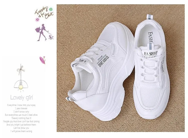 2025 new fashion dad shoes, trendy shoes, thick-soled, versatile, height-increasing, casual sports white shoes