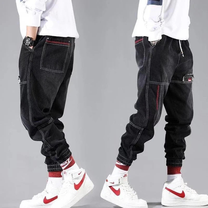 2025 New Streetwear Hip Hop Cargo Pants Men's jeans Cargo Pants Elastic Harun pants Joggers Pants In Autumn and Spring Men Cloth - Premium Kiosk