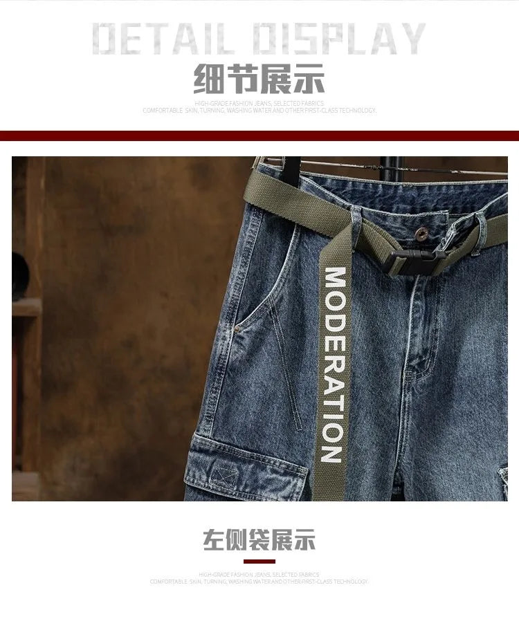 2023 Spring and Autumn New Classic Fashion With Solid Color Cargo Jeans Men Casual Loose Comfortable High Quality Pants 28-36 - Premium Kiosk