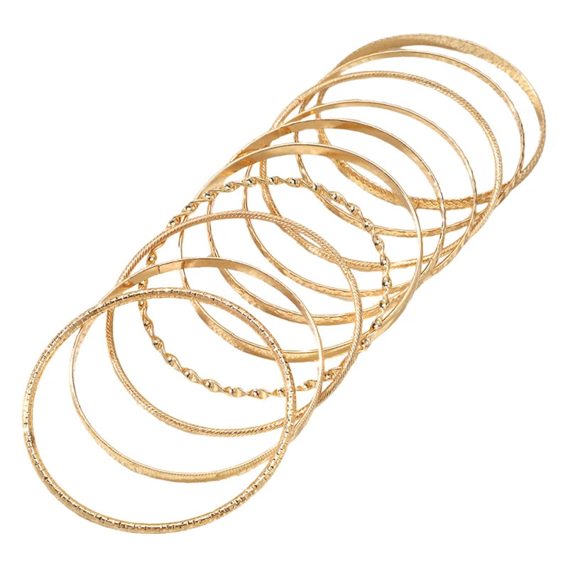 1Set Retro Boho Multi-layer Stacking Bracelets Set For Women Girls Versatile Bracelets Jewelry Accessories Gifts