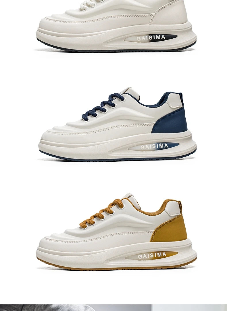2024 New Four Seasons Leisure Sports Leather Men's Daddy Shoes Fashion Comfortable Sports Leisure Shoes Thick Sole Sneakers
