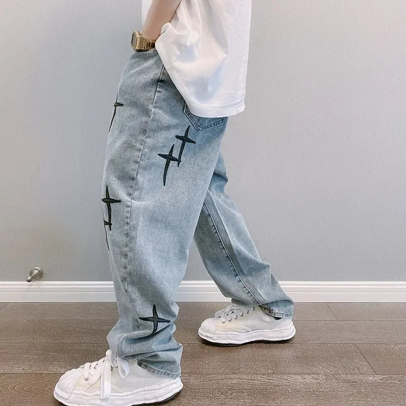 Jeans Men Wide Leg Cargo Pants Streetwear Baggy Men Korean Fashion Loose Straight Male Clothing Y2K Hip Hop Style Male Trousers - Premium Kiosk