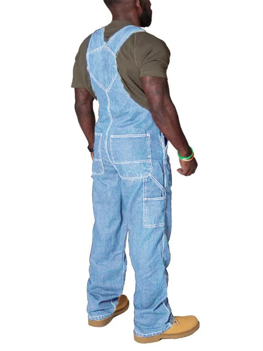 Mens Jeans Cargo Trousers Overalls for Men Fashion Denim Jumpsuit Oversized Bib Pants Men's Clothing Straight Streetwear - Premium Kiosk