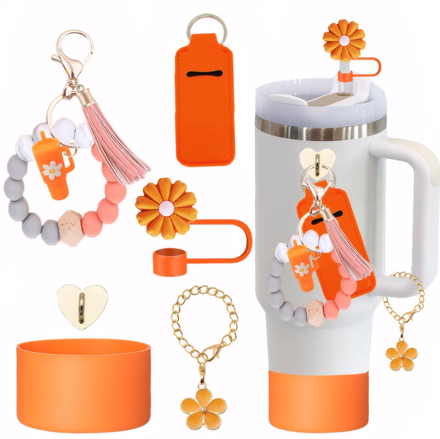 6PCS Cup Accessories Set for Stanley Cup tumbler with handle Including Silicone Straw Topper and Boot, Spill Proof Stopper 
