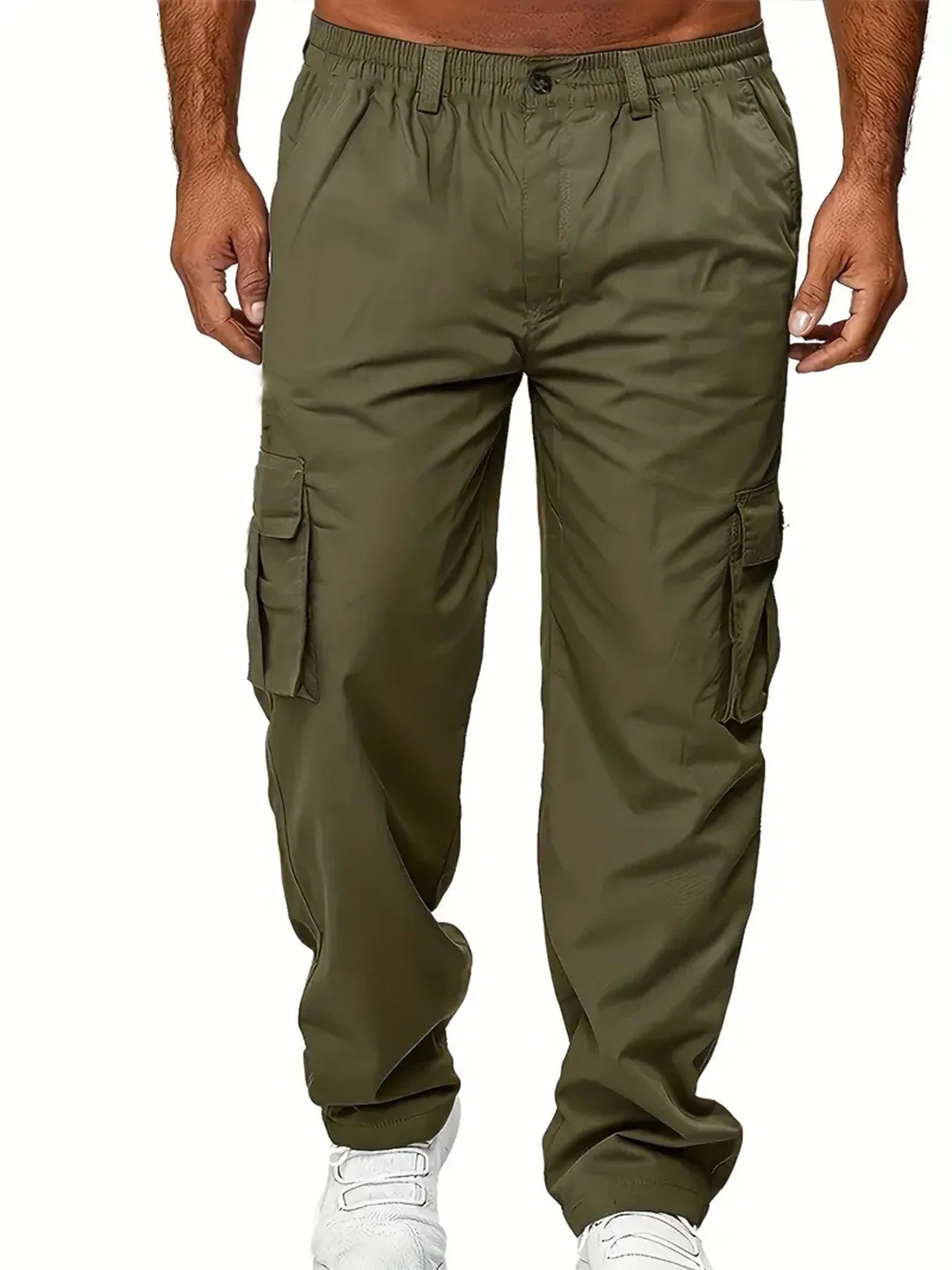 Men's Cargo Pants Sweatpants Outdoor Loose Straight Long Trousers Summer Casual Multi-Pocket Durable Workwear Male Trousers - Premium Kiosk