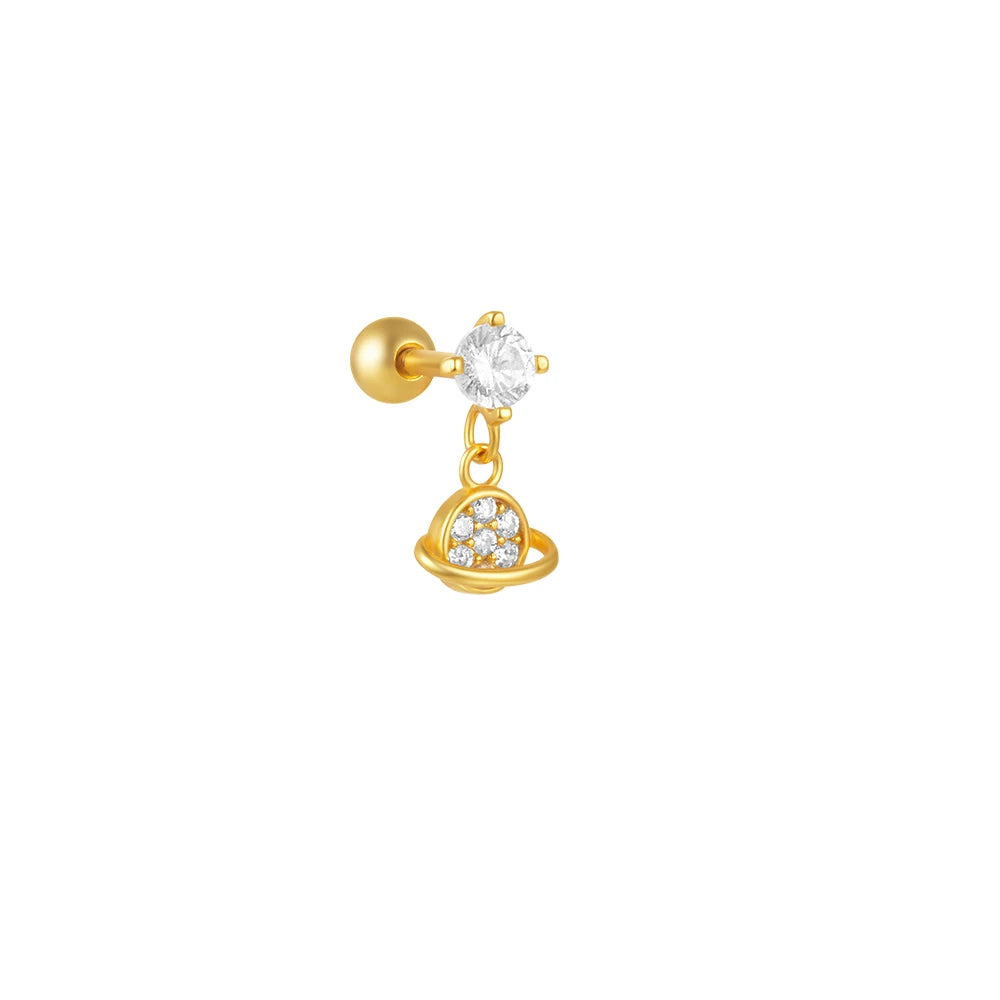 AIDE Heart Round Ball Flat Helix Piercing Earring 925 Sterling Silver Ear Studs Geometric Zircon Exquisite Trinket Studs Aretes