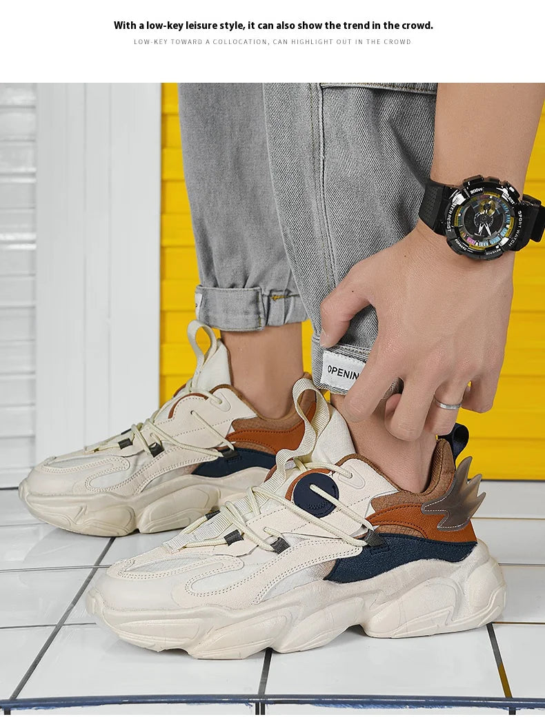 2025 new fashion platform daddy shoes men's ins port fashion shoes male personality popular leisure running shoes