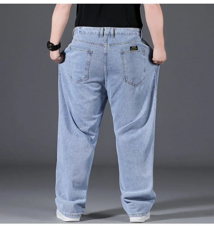 10XL Oversize Wide Legs Jeans Men Soft Cotton Cargo Jeans Plus Size Baggy Men's Trousers Fashion Streetwear Working Jeans Man - Premium Kiosk
