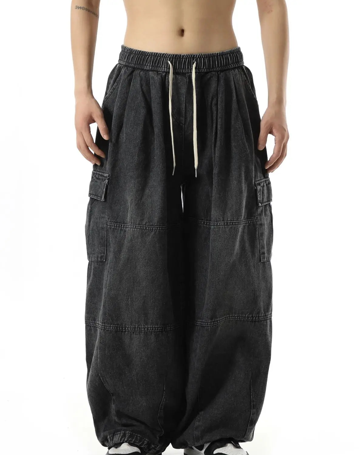 Y2k Black Baggy Cargo Jeans Trousers Men Streetwear Casual Hippie Jogging Wide leg Oversize Old Money Vintage Denim Pants - Premium Kiosk