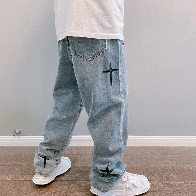 Jeans Men Wide Leg Cargo Pants Streetwear Baggy Men Korean Fashion Loose Straight Male Clothing Y2K Hip Hop Style Male Trousers - Premium Kiosk